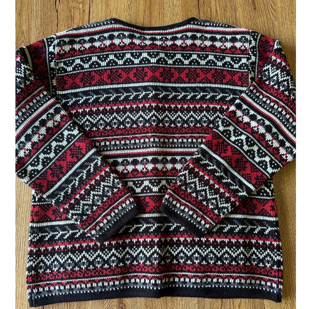 Hasting & Smith Vtg Red & White Patterned Chunky Cardigan Sweater Size S - Picture 2 of 7